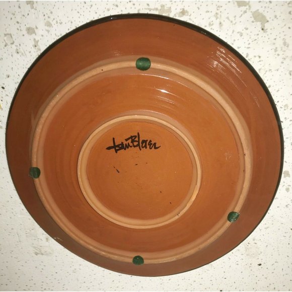 Signed Clay ART PLATTER Abstract Design Geometric 17"Glazed Modern - Picture 4 of 9